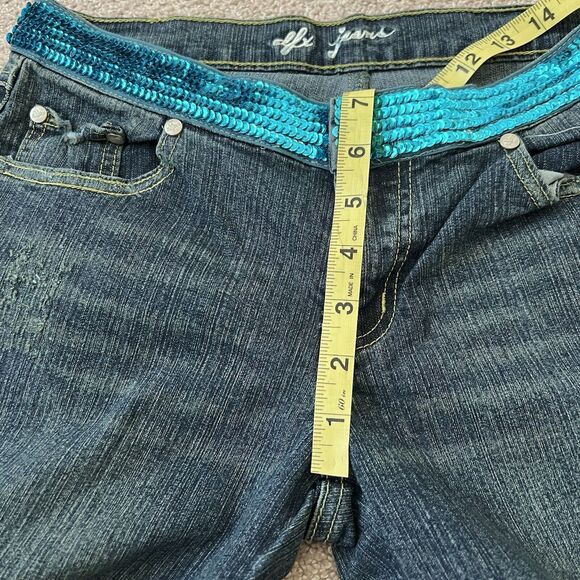 Vintage Y2K Dfx Jeans Sequin Belt Wrap Around Low Rise Wide Leg 7 - Picture 7 of 8